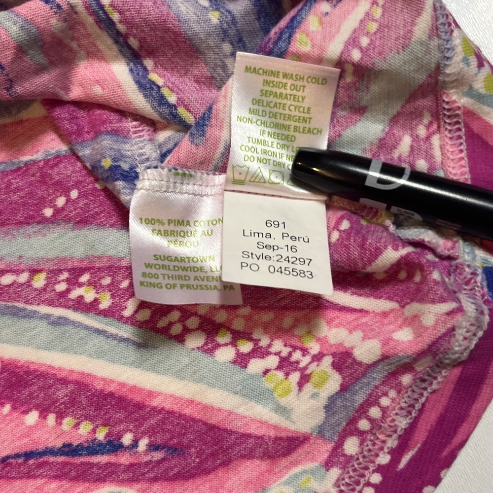 Lilly Pulitzer Sorella Henley Magenta Oh My Guava Sz S Multicolor Classic Shirt - Picture 8 of 8